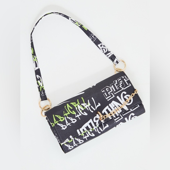 New Black Gothic Multi Font Shoulder Bag - Picture 3 of 5